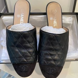 Authentic Chanel Nappa Black Mules